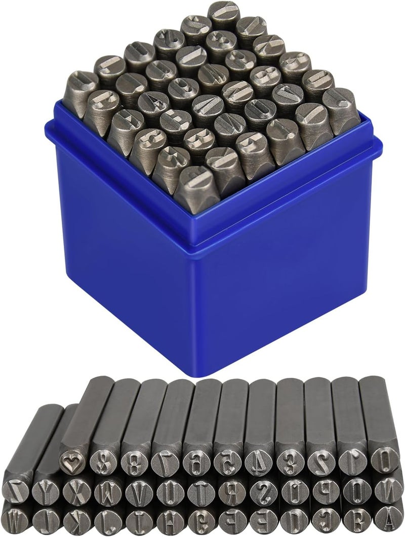 DkOvn Metal Stamping Kit, 6mm Number and Letter Stamp Set, Include Artistic Font Uppercase, Number Punch and Heart Design Stamp - Image 1